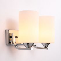 Hegopor Minimalism Cylindrical Metal Glass Art Vanity Wall Lamp, Black/Chrome