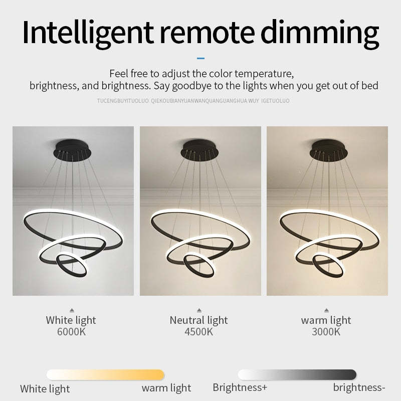 Tavonex Modern Ring Pendant Light, 2/3/4 Rings-Neutral Decor