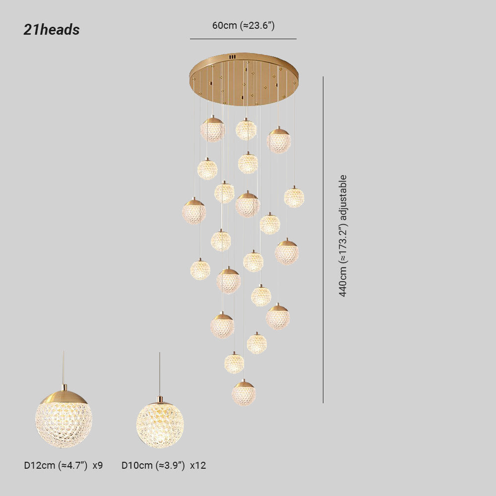 Cikakot Multi Staircase Modern Art Deco Pendant Light, Gold