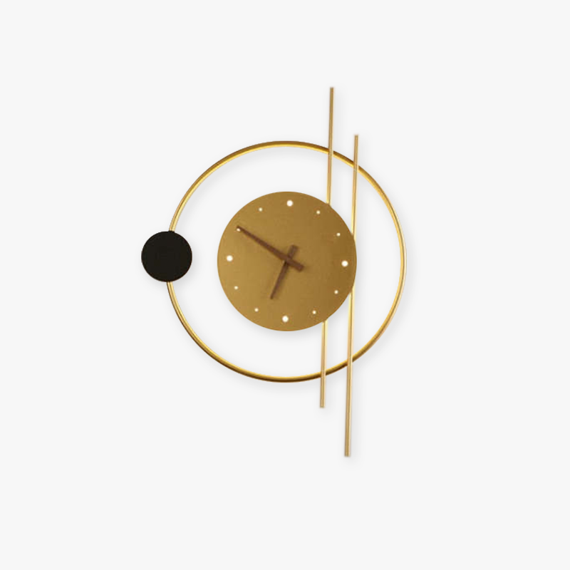 Posisan Wall Lamp Clock, Black & Gold