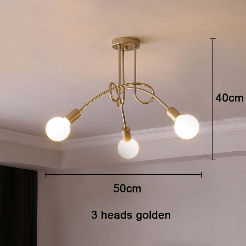 Lopumit Modern Linear Curve Metal Ceiling Light, Dining Room/Living Room