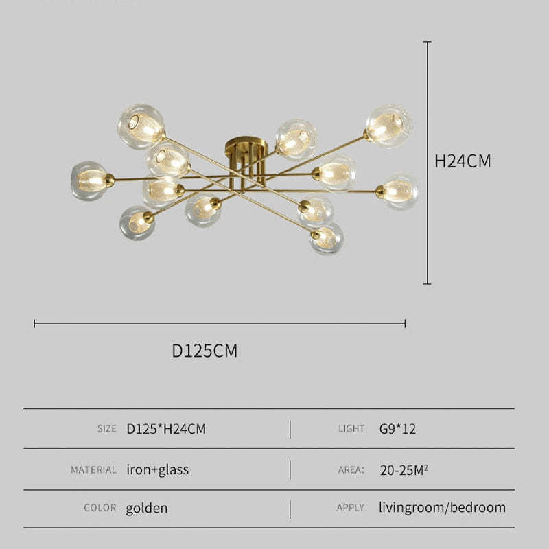 Zovokil Industrial Glass Globe Chandelier LED, 6 Style
