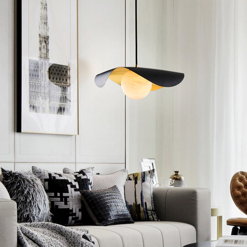 Fedemil Modern Nordic Minimalist Metal/Marble Pendant Light, Black