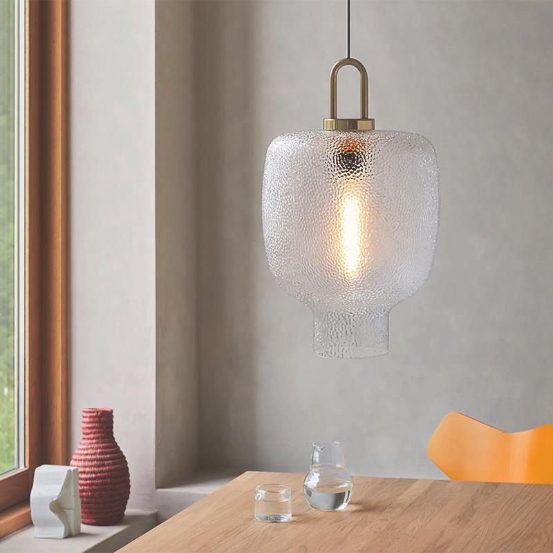 Hakogos Minimalist Blown Frosted Clear Glass Pendant Light