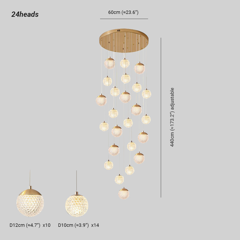 Cikakot Multi Staircase Modern Art Deco Pendant Light, Gold