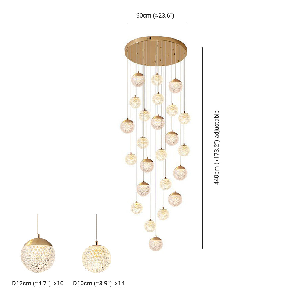 Cikakot Multi Staircase Modern Art Deco Pendant Light, Gold