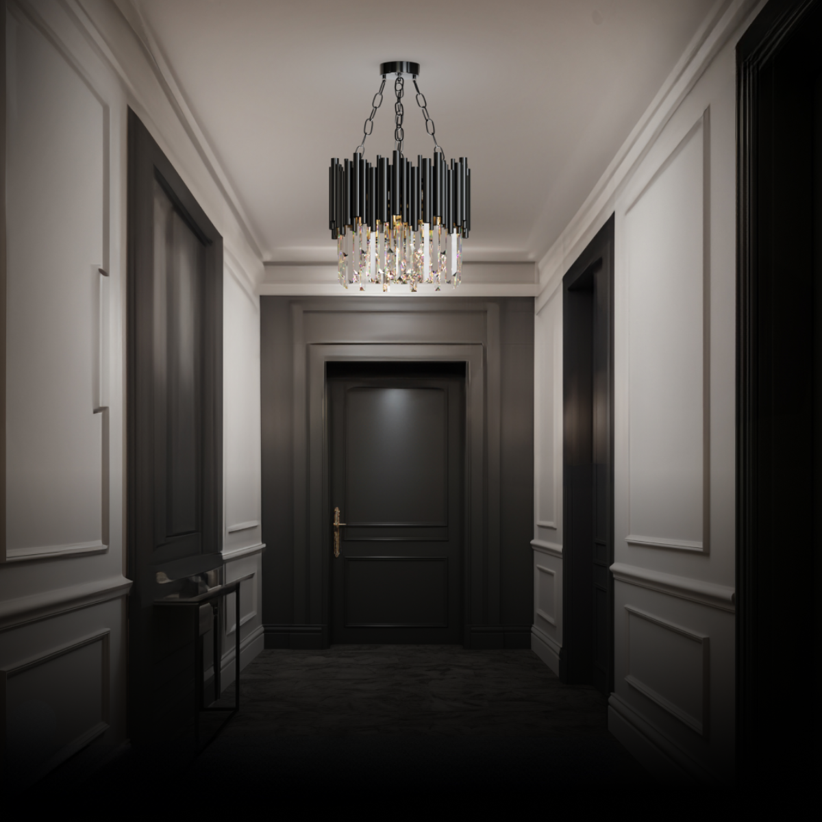 Bomuver Industrial Cylindrical Crystal/Metal Chandeliers Black Living Room