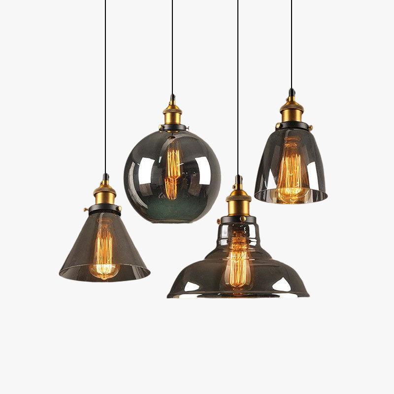 Teni Industrial Glass Pendant Light Clear/Amber/Smoke Grey-Neutral Decor