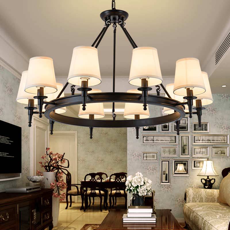 Nelevum vintage Ring Metal/Fabric Chandelier, Black/Copper