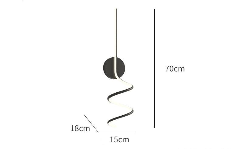 Kipenan Modern LED Art Interior Wall Light Spiral, Black & White