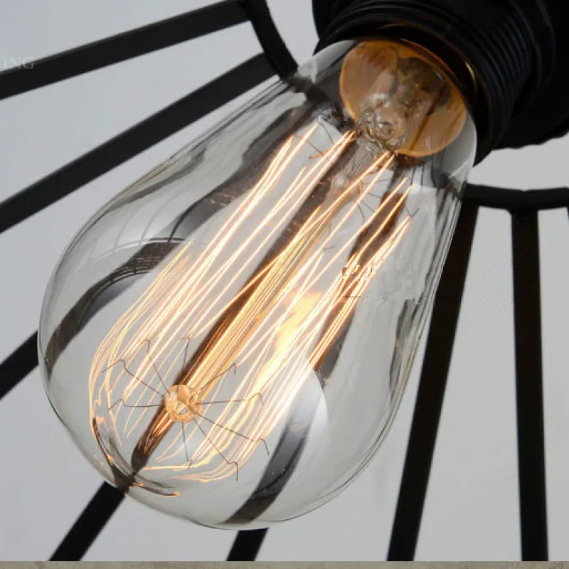 Rubarom Retro Rope Metal Pendant Light, Black