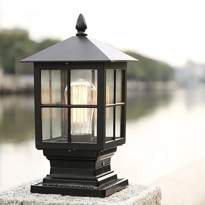 Arvico Outdoor Light Modern Glass Lantern LED Post-Neutral Decor