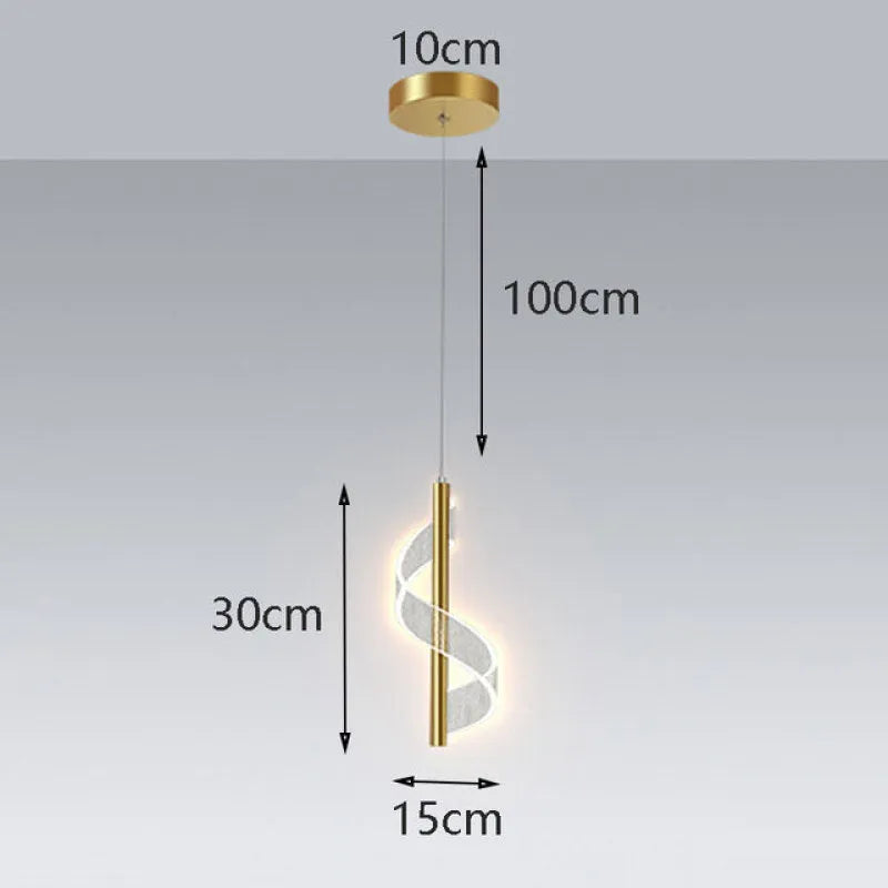 Alven Vintage Golden Ribbon Pendant Light, /-Neutral Decor