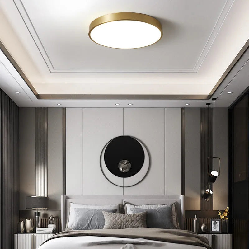 Sovubin Nordic LED Gold Round Ceiling Light, Metal &