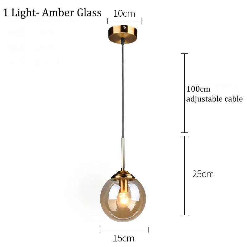 Wobirer Designer Bubble Glass Pendant Light, Smoke/Clear/Amber