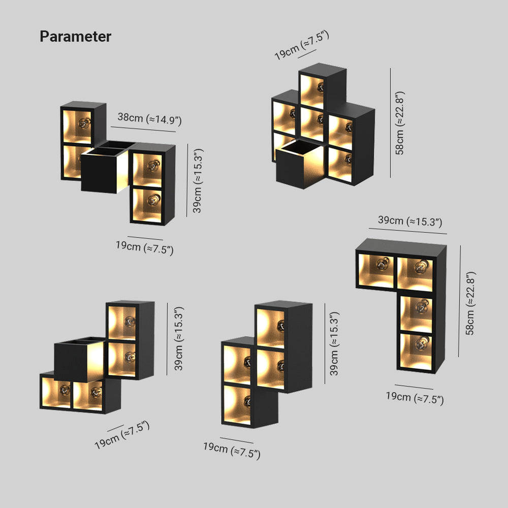 Jibebit Modern Cube Square Metal/Glass Outdoor Wall Lamp, Black