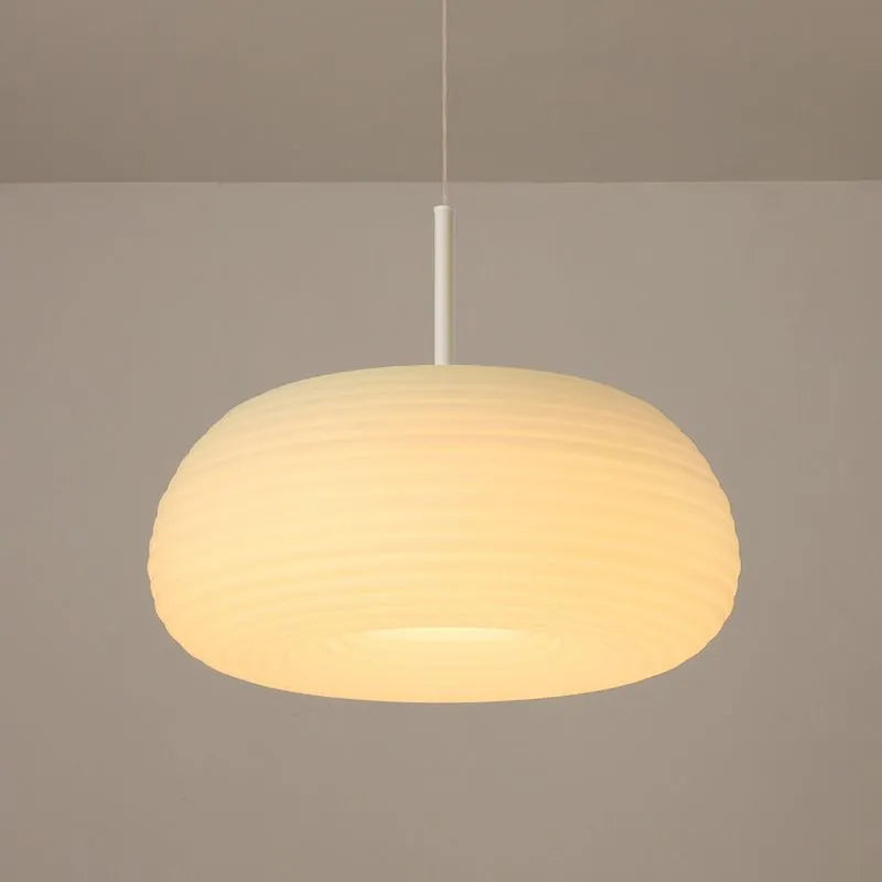 Zoriel Pendant Light White Glass Drum Shape-Neutral Decor