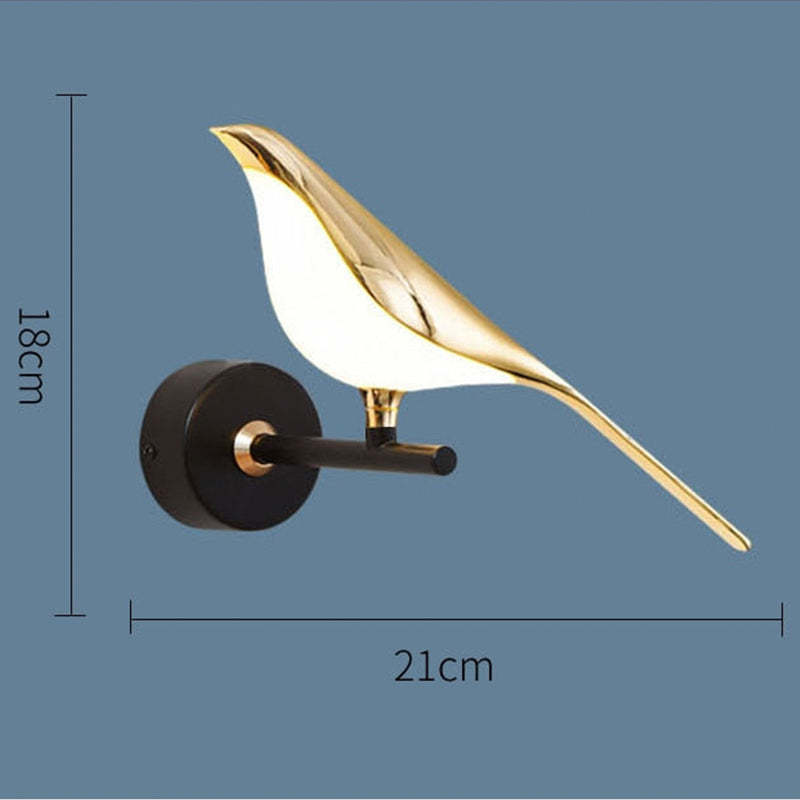 Kimilot Minimalist Magpie Bird Metal Wall Lamp, Bedroom