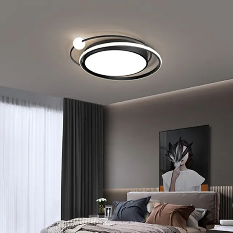 Sigunol Modern Multi Orbit Flush Mount Ceiling Light, Black/Gold
