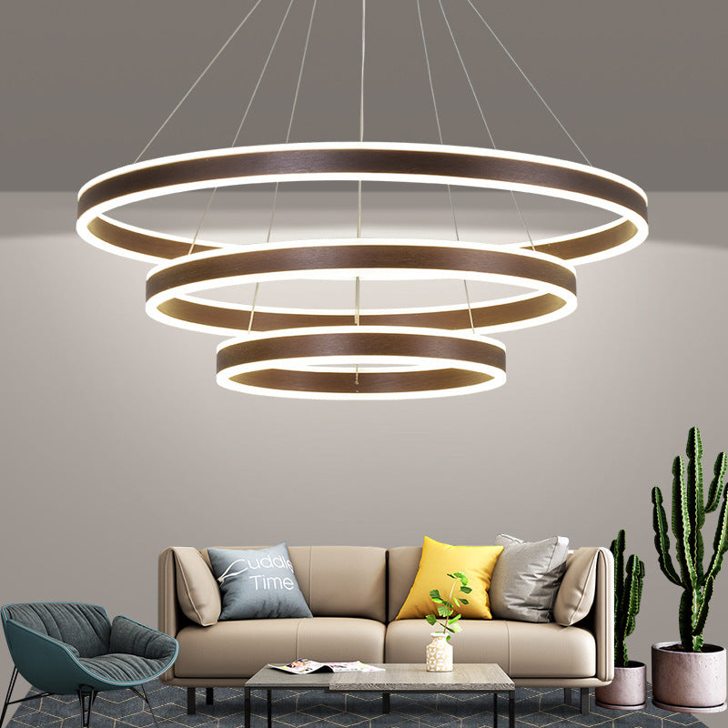 Huvusir Moderne Minimaliste Coffee LED Pendant Light, 3 Ring