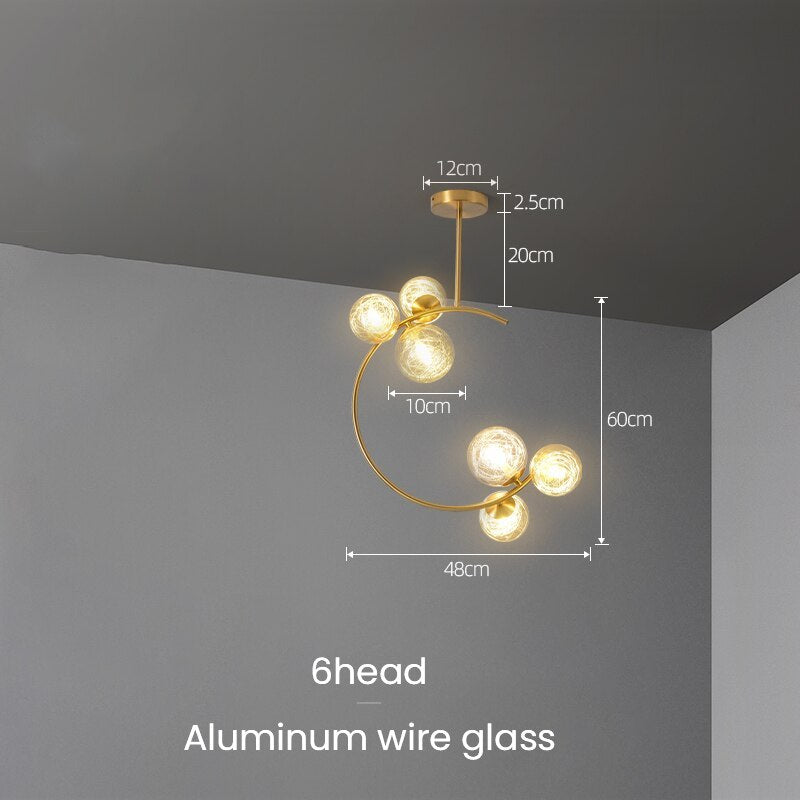 Liperir Modern Glass Globe Pendant Light, Metal & Glass, 3 Style