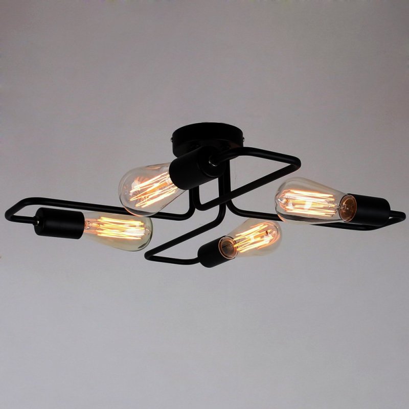 Divaline Vintage Modern Minimalist Industrial Metal Black Ceiling Lamp