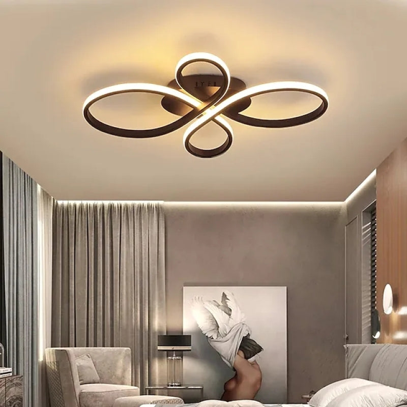 Rori Modern LED Multi Rings Flush Mount Ceiling Light, Brown/White-Neutral Decor