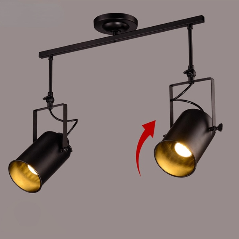 Tudelir Vintage Adjustable Semi-Flush Mount Ceiling Light, Black