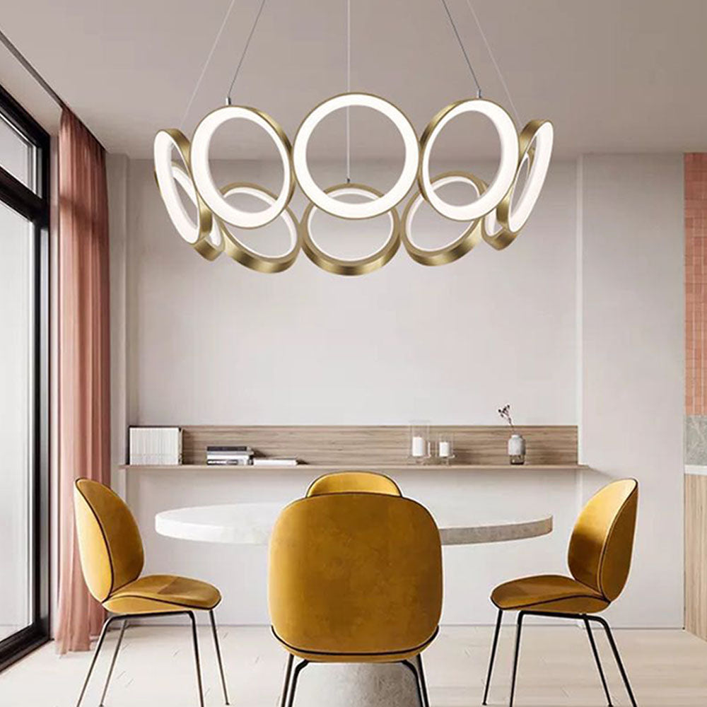 Sapikot Luxury Ring Metal Pendant Light, Gold