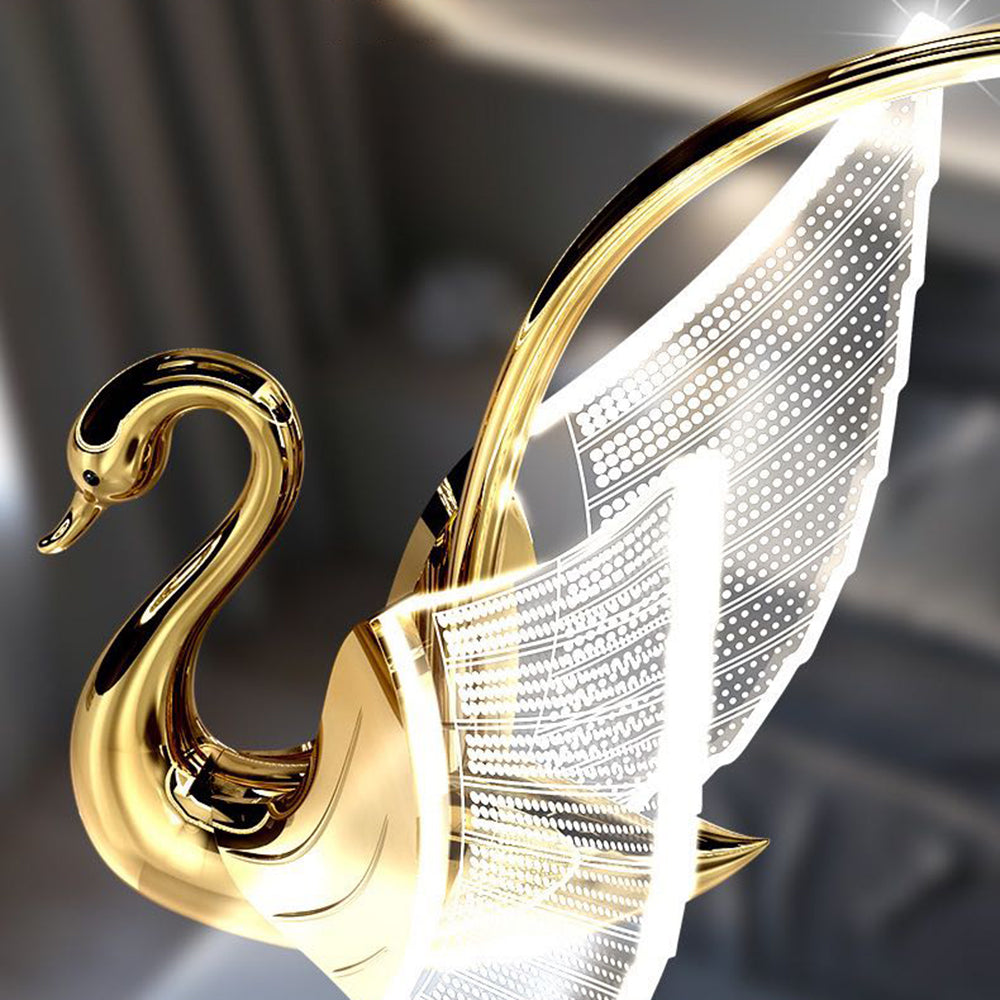 Duvebil Art Deco Swan /Metal Wall Lamp, Gold/Rose Gold