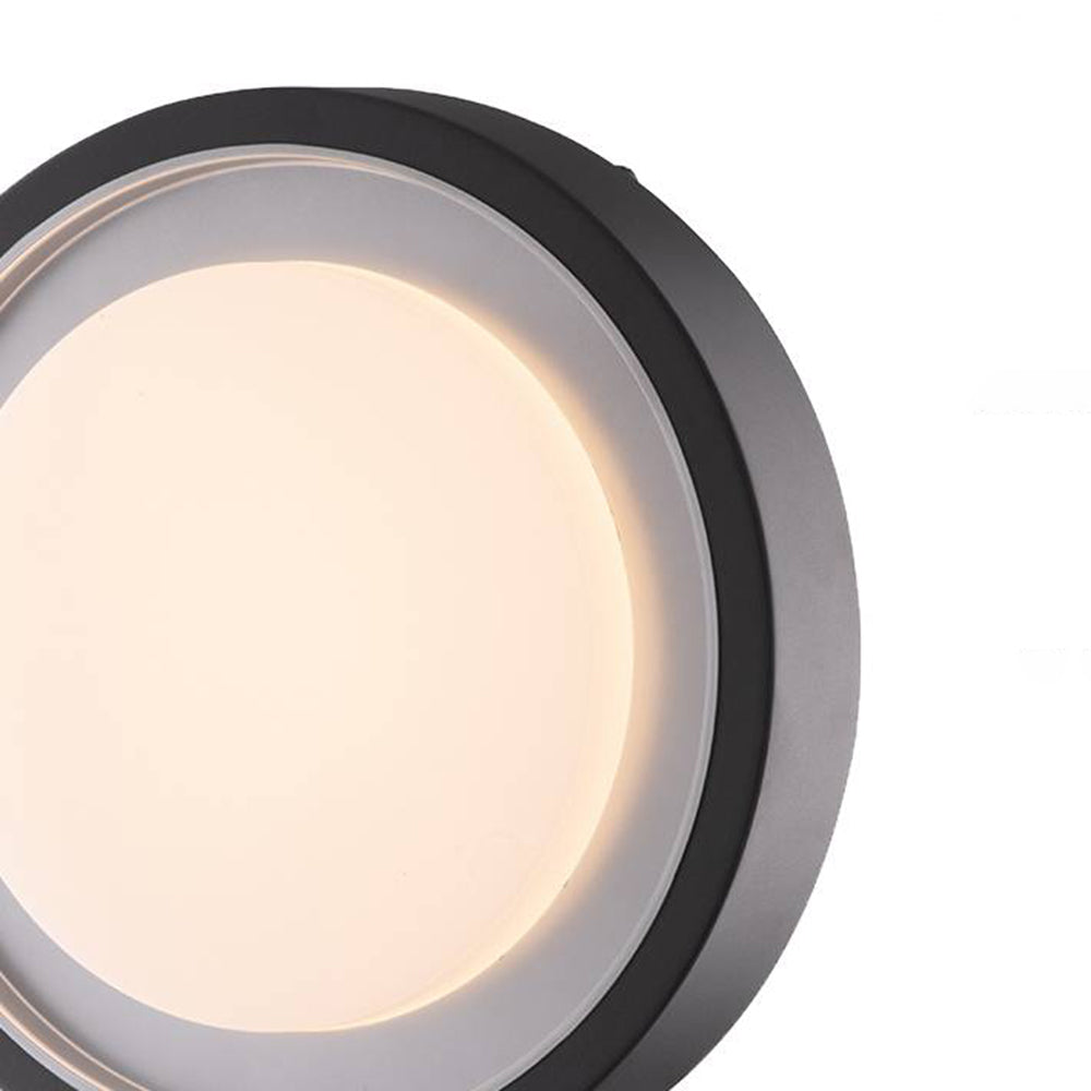 Dinalon Modern Circular Disc Shape Metal Outdoor Wall Lamp, Black