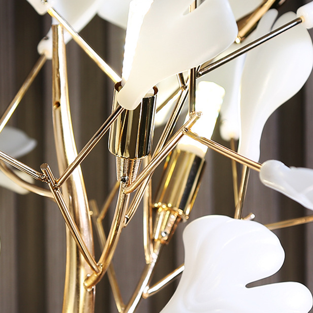 Vudogam Floor Lamp Leaf Artistic, Ceramic/Metal, White/Gold, Study