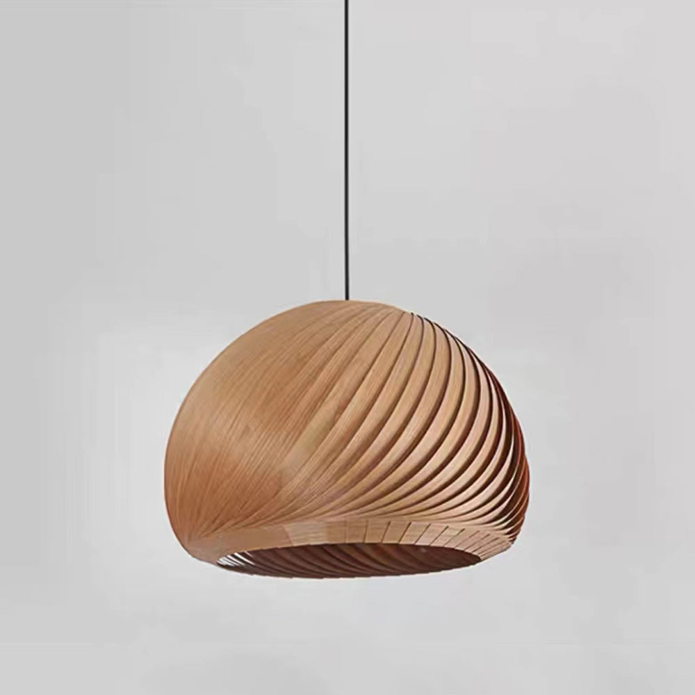Hutomod Farmhouse Semi Metal Pendant Light, Brown/Wood