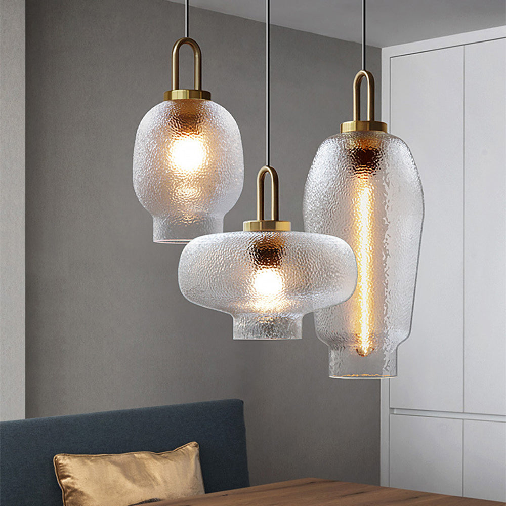 Hakogos Minimalist Blown Frosted Clear Glass Pendant Light