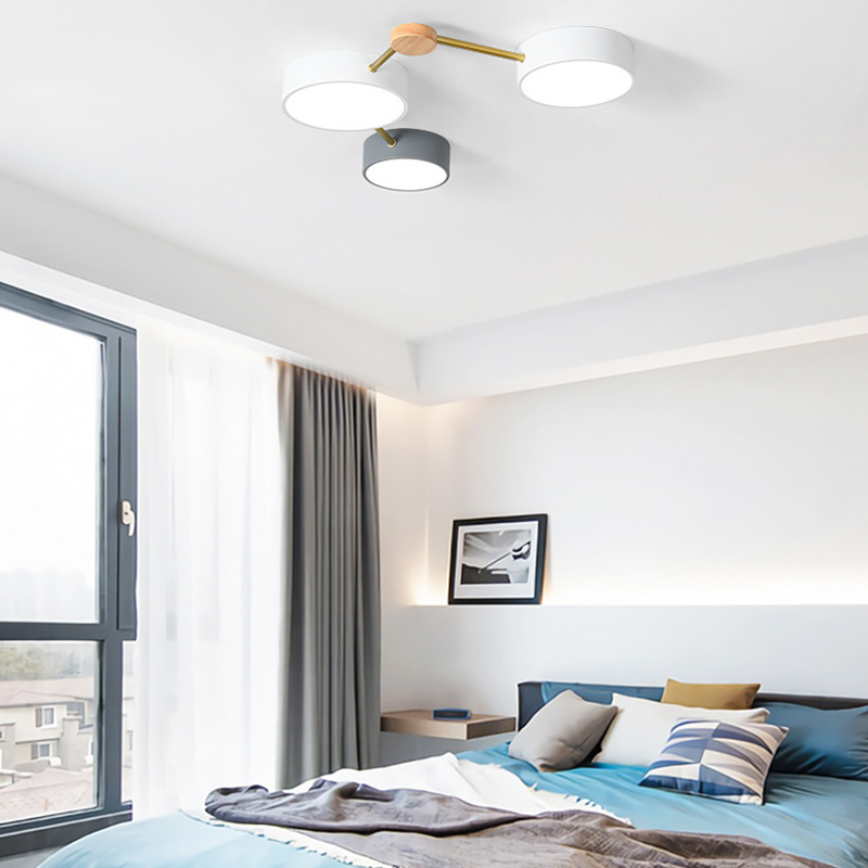 Wekabilu Modern LED Ceiling Light Log Living Room Bedroom White Grey