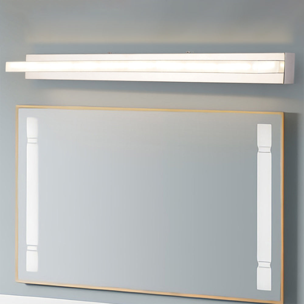 Lapunus Elegant Rectangular Mirror Front Vanity Sliver White Wall Light