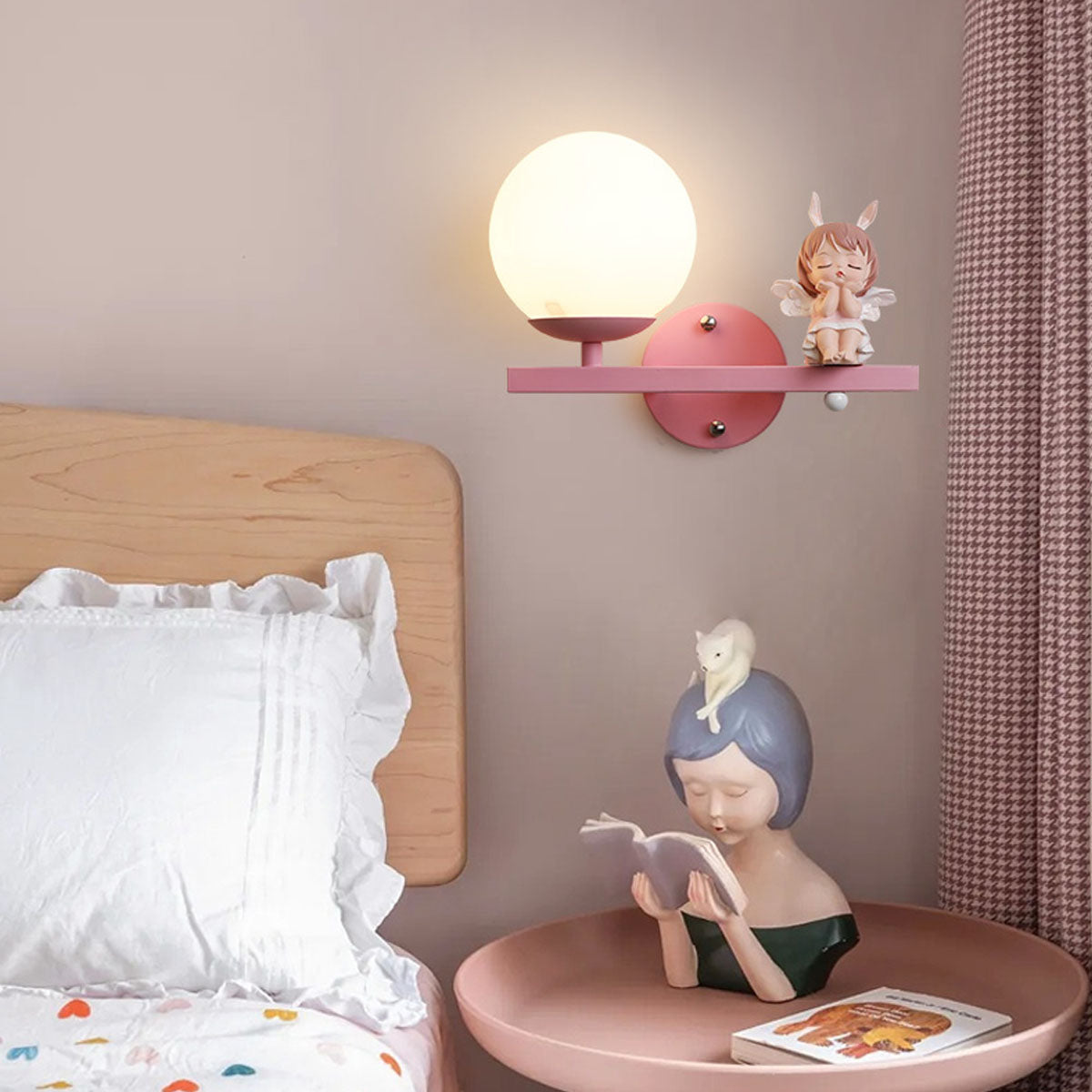 Daribos Modern Metal/Glass Wall lamp, White & Pink