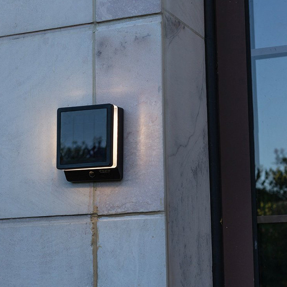 Zibekun Modern Minimalist Right-Angle Sensor Solar Waterproof Outdoor Wall Lamp, Black