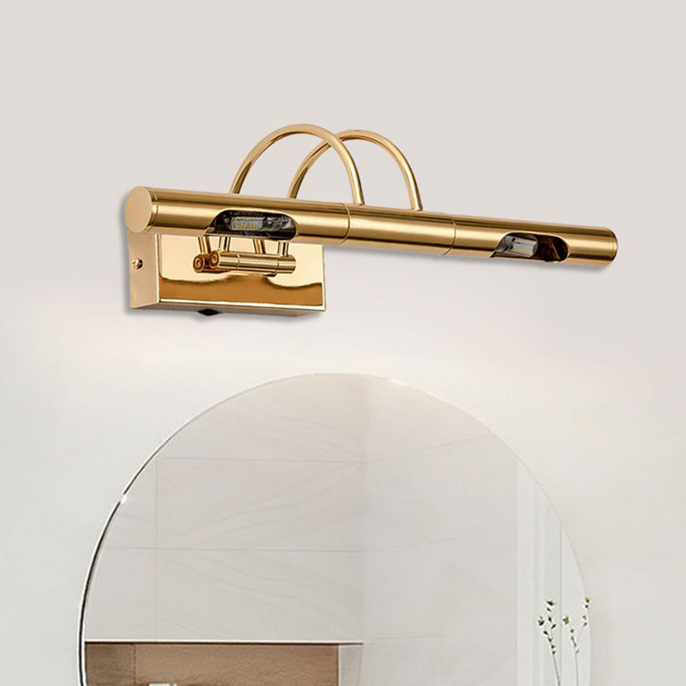 Susolom Retro Cylindrical Metal Wall Lamp, Gold, Bathroom
