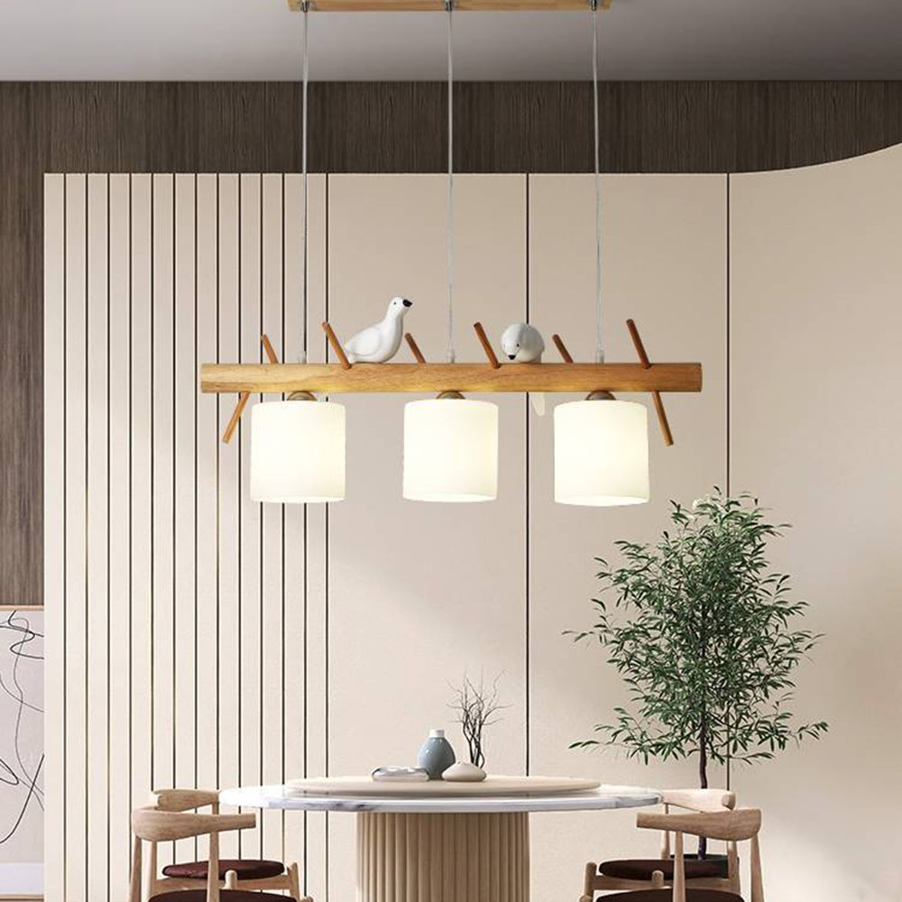 Ronevim Bird Pendant Light Wood, 2/3 Heads