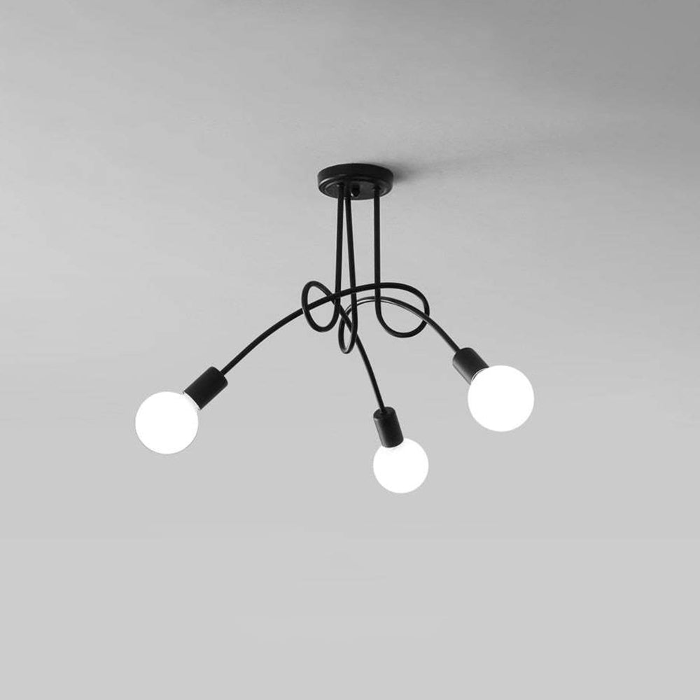 Lopumit Modern Linear Curve Metal Ceiling Light, Dining Room/Living Room