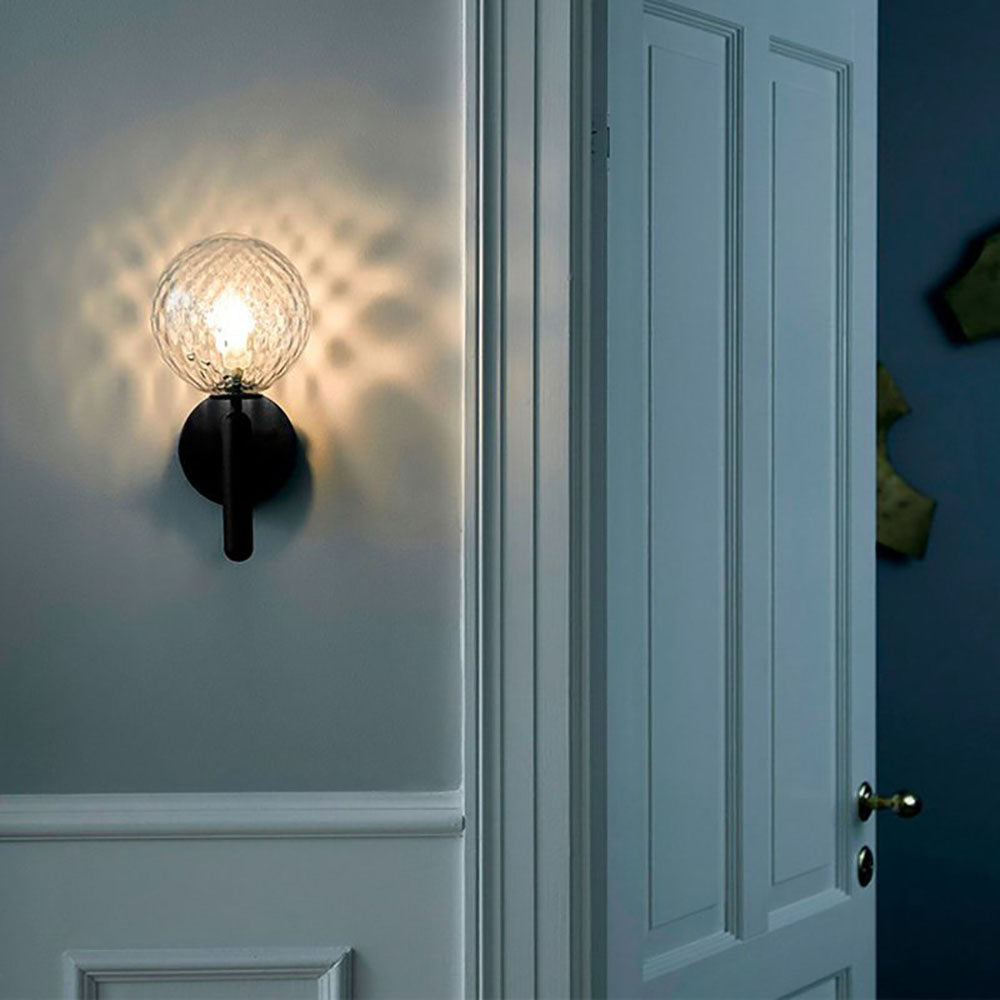 Solivas Wall Lamp Modern Globe, Metal/Glass, Black/Gold, Hallway