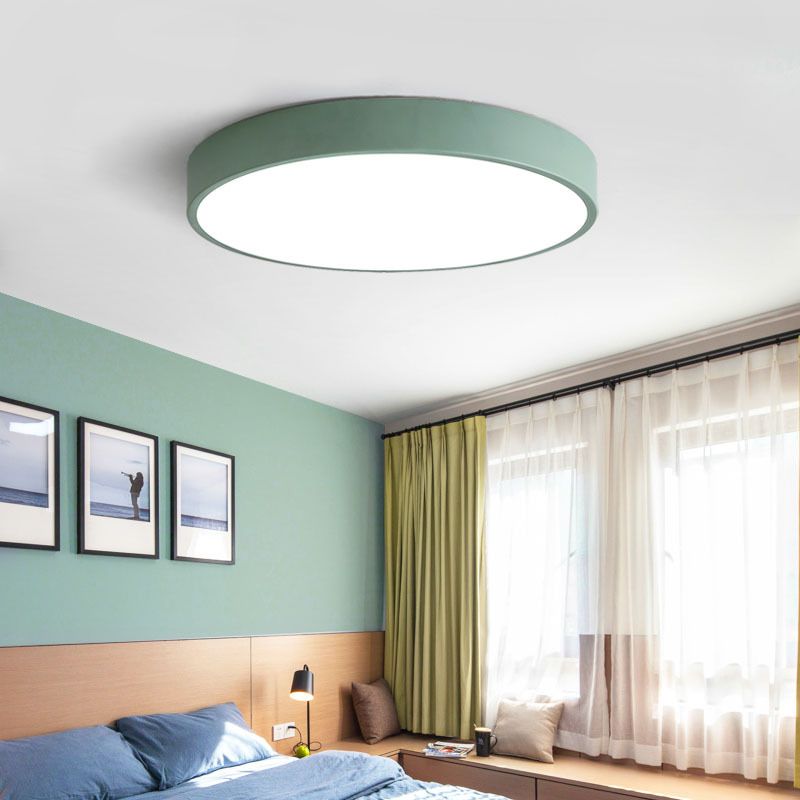 Metovok Ceiling Light Rond Flush Mount, Yellow/Blue/Green/Pink/Grey, Bedroom