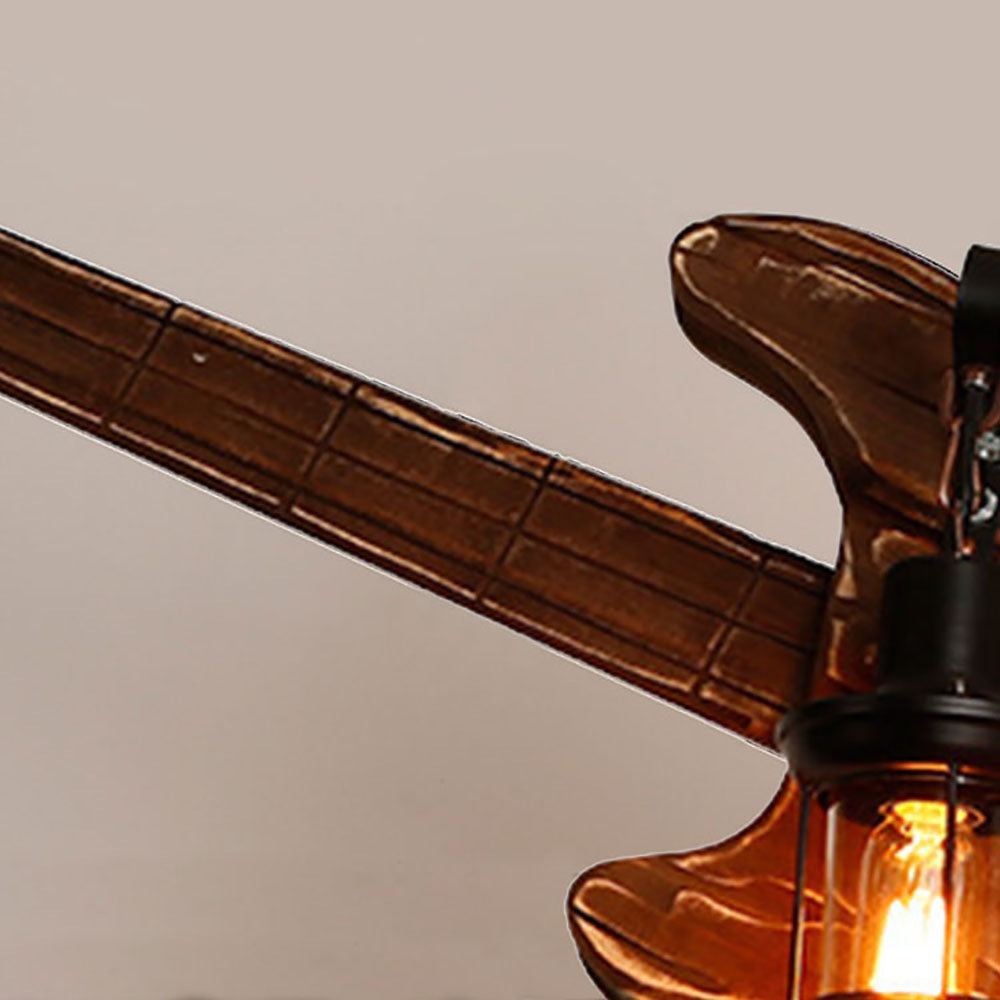 Zikukir Farmhouse Guitar Pendant Light, Metal/Wood, Walnut