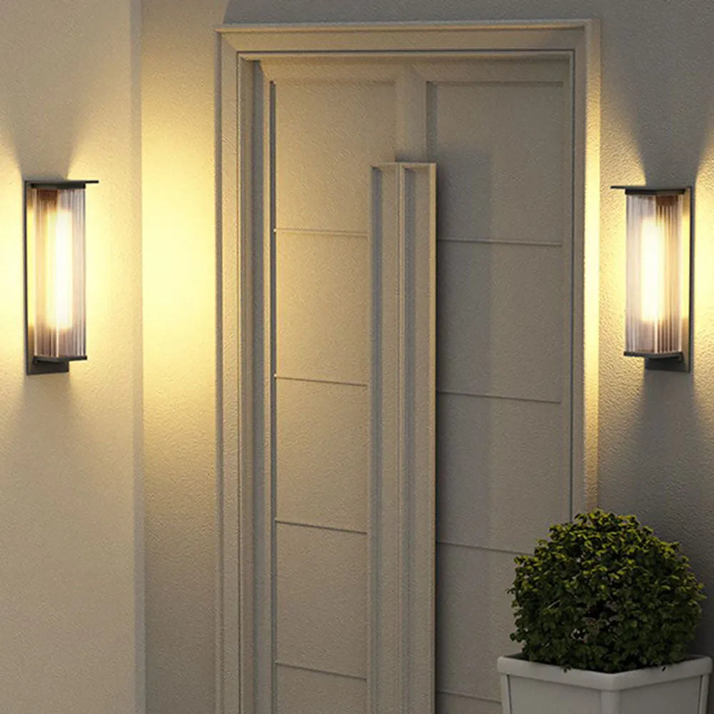 Zevotar Modern Rectangular Metal Outdoor Wall Lamp, Black