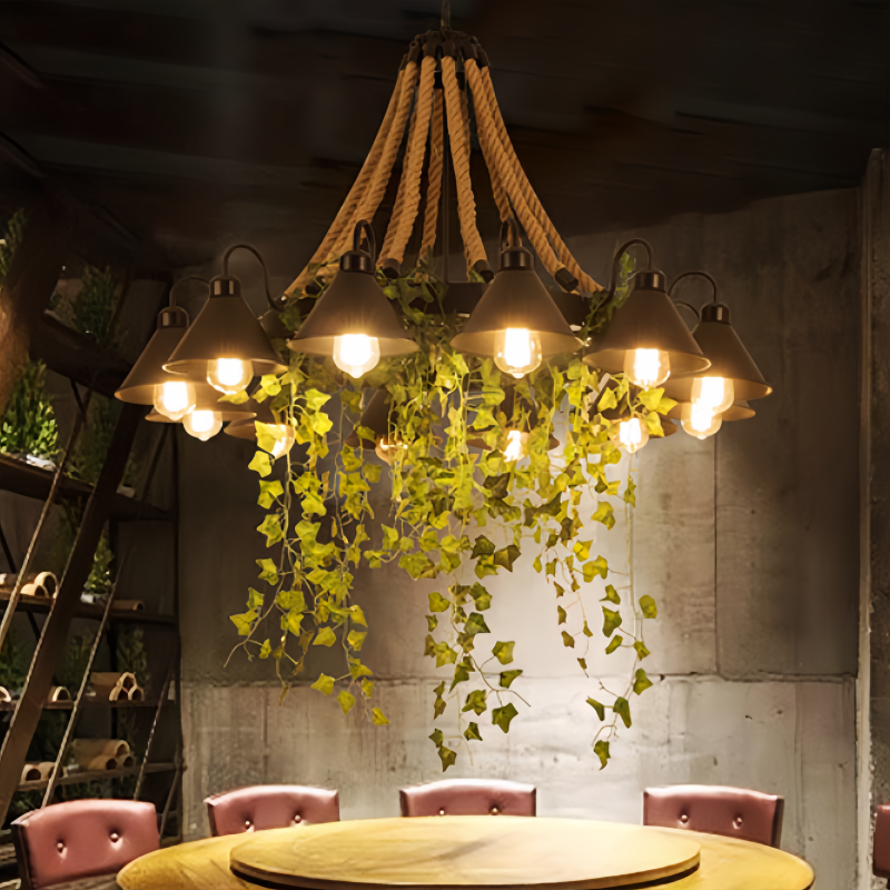 Fumupot Retro LED Chandelier Black Metal Restaurant/Bar/Living Room