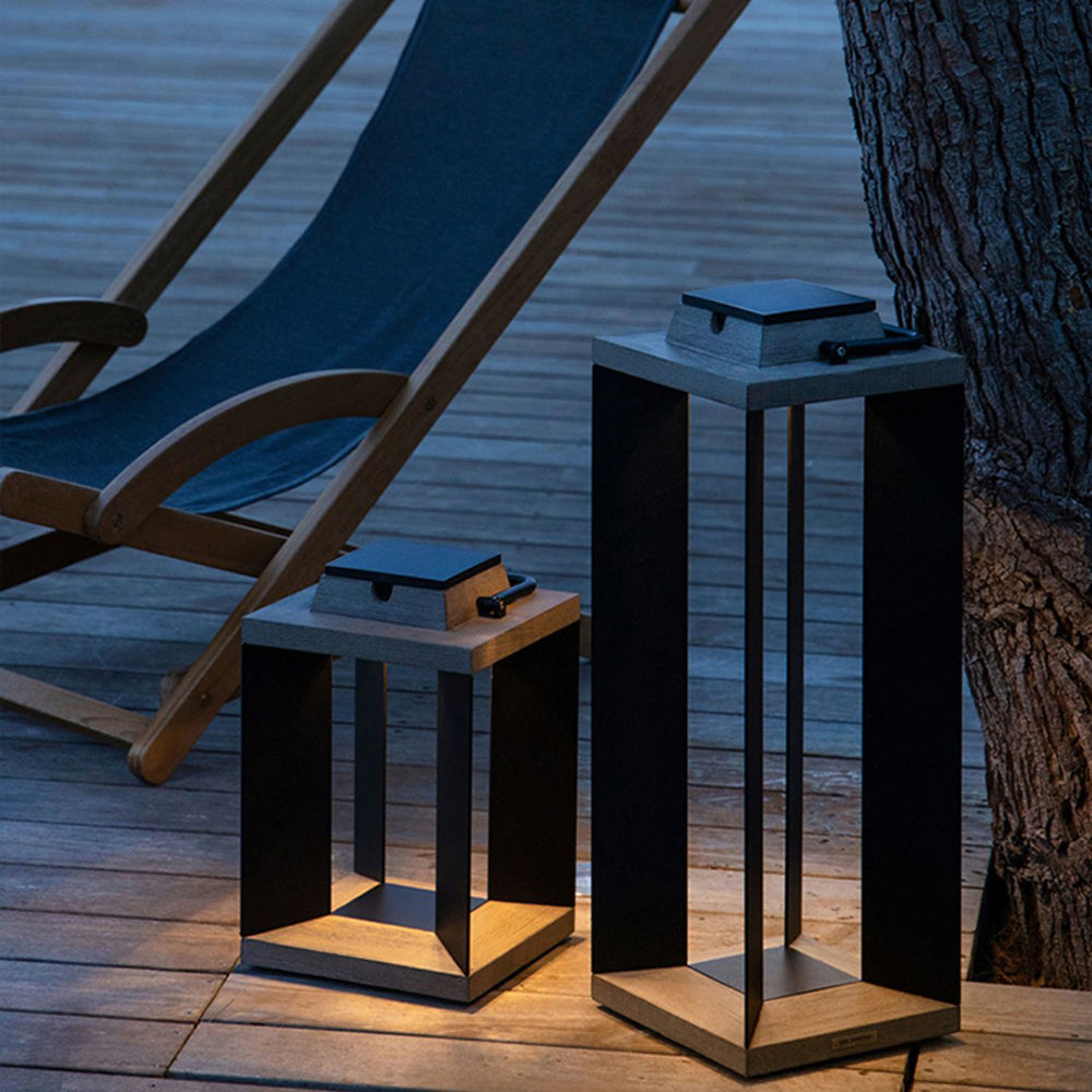 Mugisek Minimalist Cuboid Outdoor Floor Lamp, Hardwired, Black
