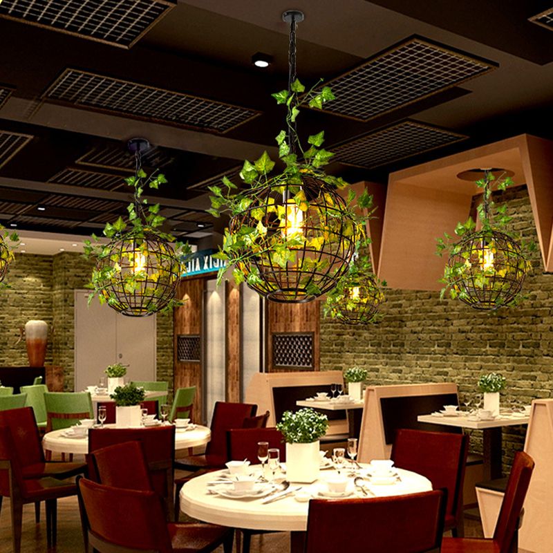 Lagutemo Rustic Plant Art Deco Globe Vine Pendant Light