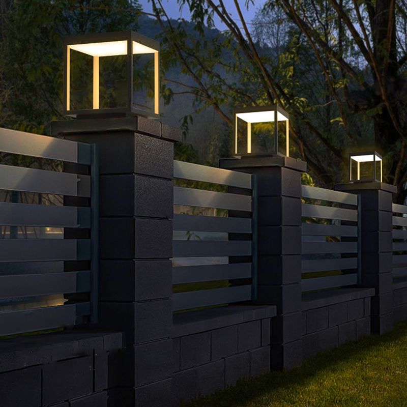 Zogoruk Modern Rectangular Metal LED Outdoor Light Post