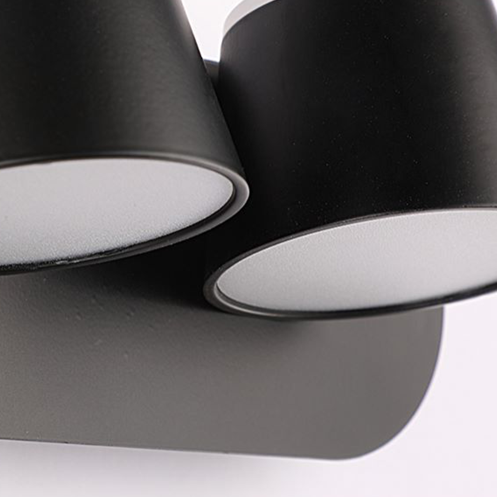 Senolot Modern Cylindrical Metal Mirror Front Wall Lamp, Black